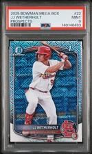 2025 BOWMAN MEGA BOX CHROME PROSPECTS #22 JJ WETHERHOLT PSA 9