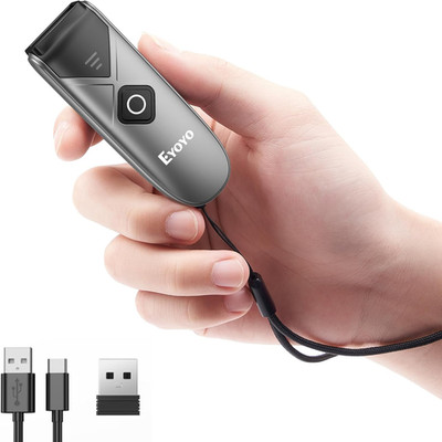 Bluetooth 2D&1D Barcode Scanner, tragbarer kabelloser Mini Barcodeleser mit 2,4G