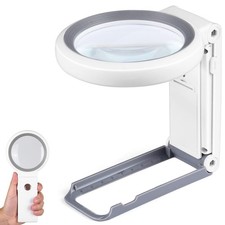 Magnifying Glass with Light and Stand, Foldable Handheld White