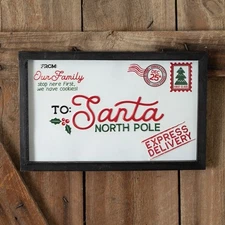 Charming Mail To Santa Wall Sign Wood & Metal Home Decorative Collectible