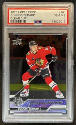 2023-24 Upper Deck Connor Bedard Clear Cut Young Guns RC #451 Blackhawks PSA 10