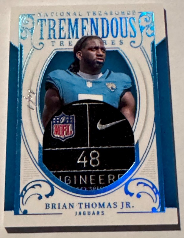 Brian Thomas Jr. 2025 Panini National Treasures Nike NFL Patch 1/1! TRUE 1/1 🔥