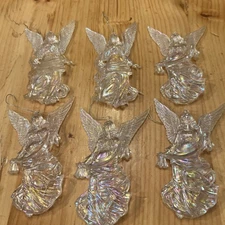 Vtg Acrylic Iridescent Plastic Angels Christmas Ornaments