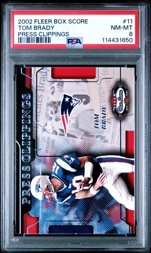 2002 Fleer Box Score Press Clippings #11 Tom Brady Press Clippings PSA 8