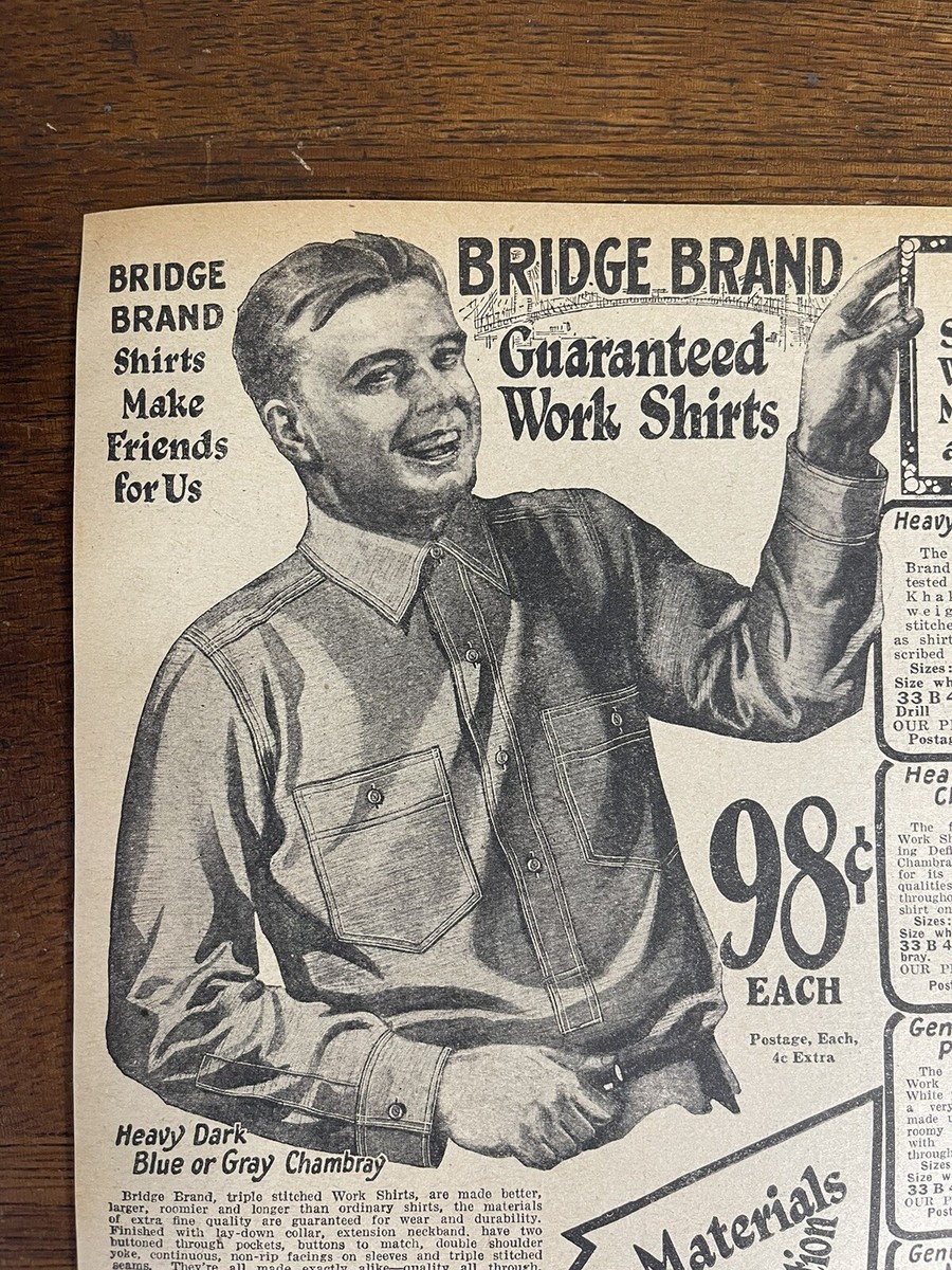 1924 full page vintage men's work clothes Shirt Advertising