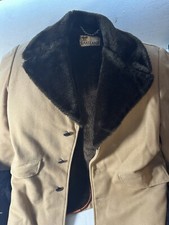 Vintage 60s 70s Wool Coat Trench Leisure Jacket Lakeland Tan Overcoat Size 42