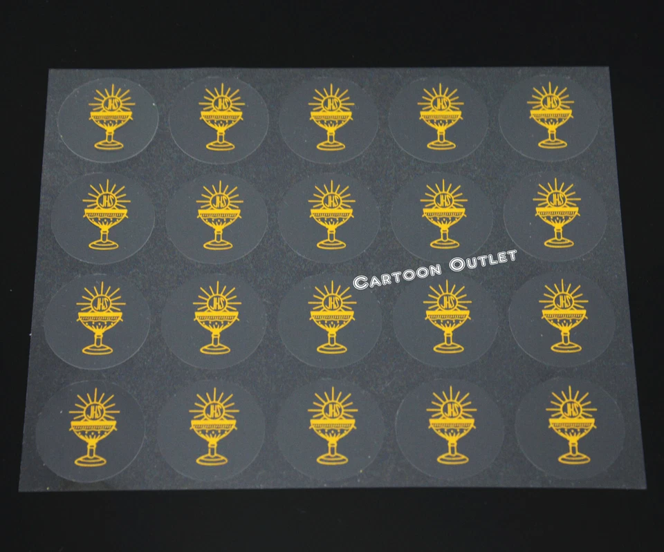 COMUNION CLEAR STICKER COMMUNION CALIZ F INVITATIONS BAPTISM GOLD 100/PK CHALICE - Image 2 of 4