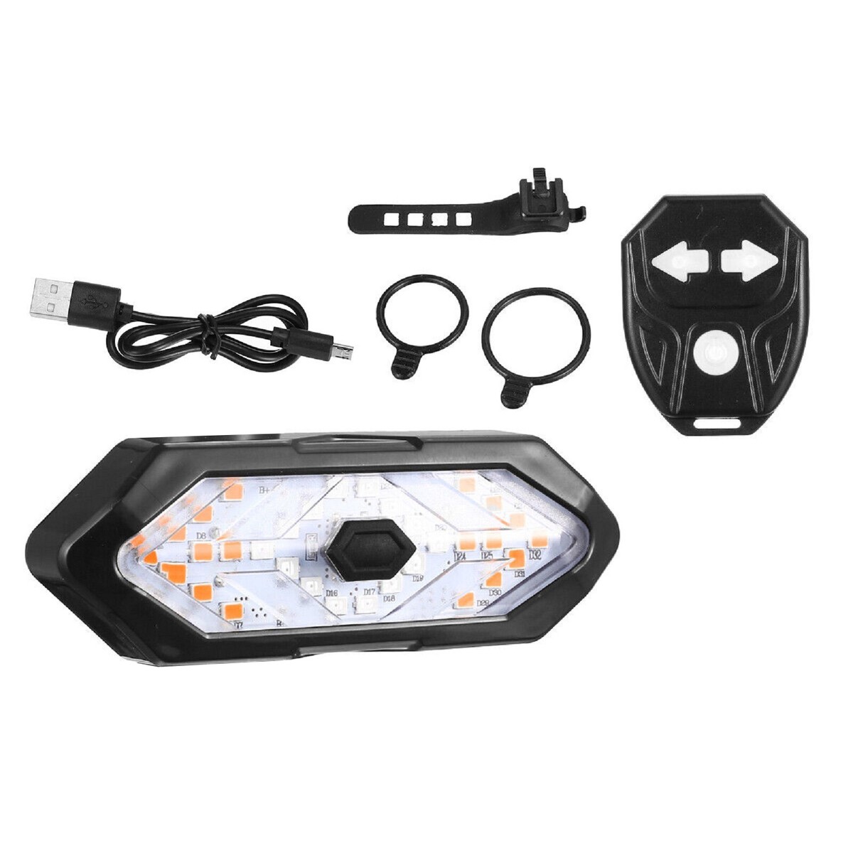 Bicycle Tail Light USB Wireless Remote Control Turn Signal Warning