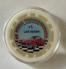 Ford Thunderbird 1955 $1 Casino Poker Chip Red Card Guard Las Vegas Nevada