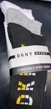 Image of 3 PAIRS DKNY CREW SOCKS BLACK GREY COLOURS SIZE 7 - 11 NEW