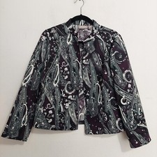 Chico's Jacket 1 M Multicolor Paisley Career Pockets Lightweight Open Jacket