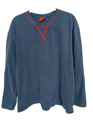 Izod Sleepwear Pullover Sweatshirt Long Slv Crew Neck Navy Size L