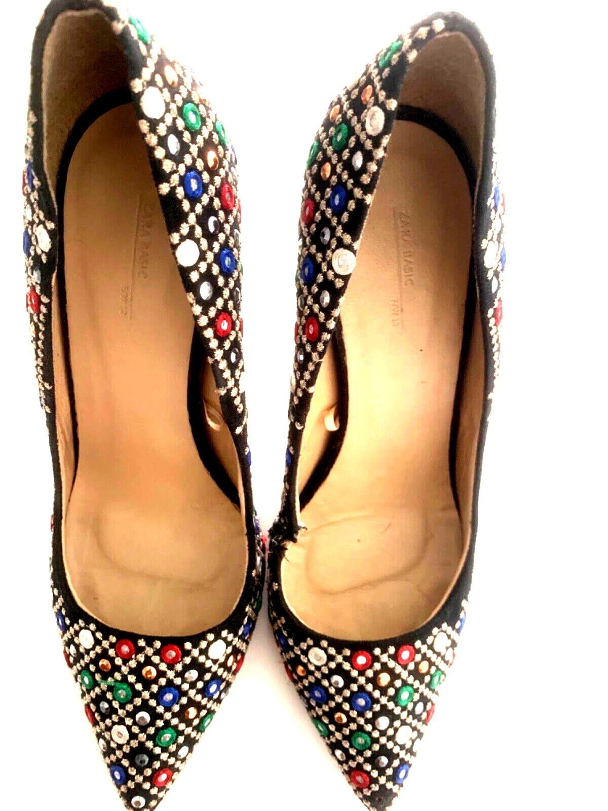 Zara Basic Point Toe Pumps Heels Sequins Size 40 … - image 6