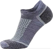 Zensah L128720 Gray Grit 1 Pair No Show Running Socks Men's Size M