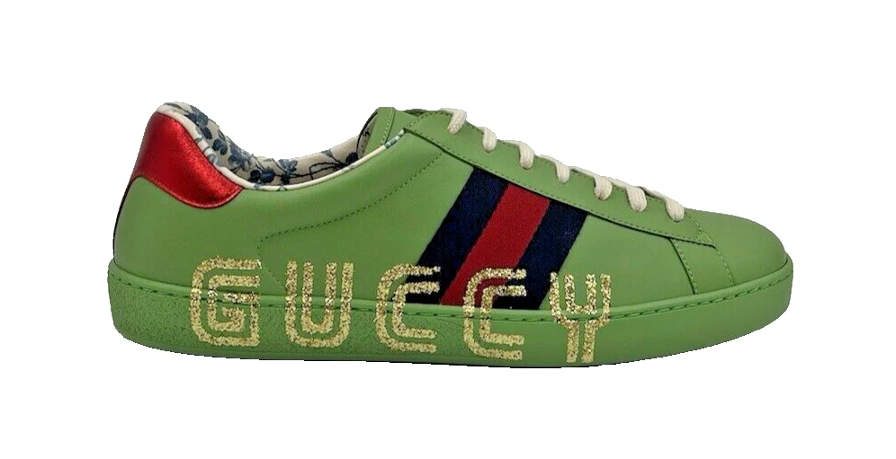 Baskets basses GUCCI Ace Guccy en cuir vert