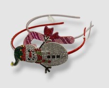 Bari Lynn Kids Girl's Pink Embellished Santa & Candy Cane Headband Set