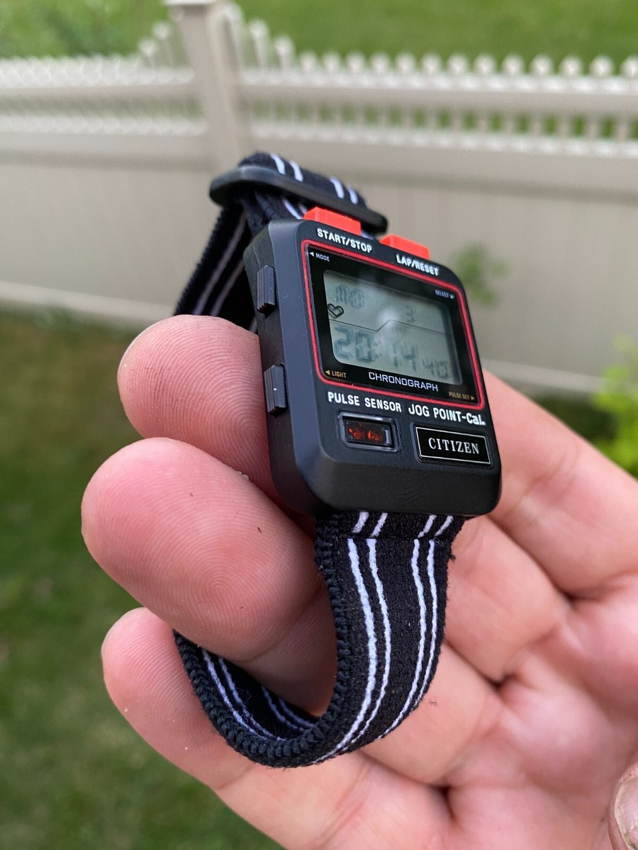 RARE Citizen Vintage Digital Watch 80s Pulse Sensor Bull Horn Red