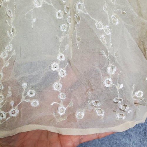 Vtg 90s Allison Taylor Womens Blouse Top Sz Medium Beige Silk Sheer Embroidered - Picture 6 of 14