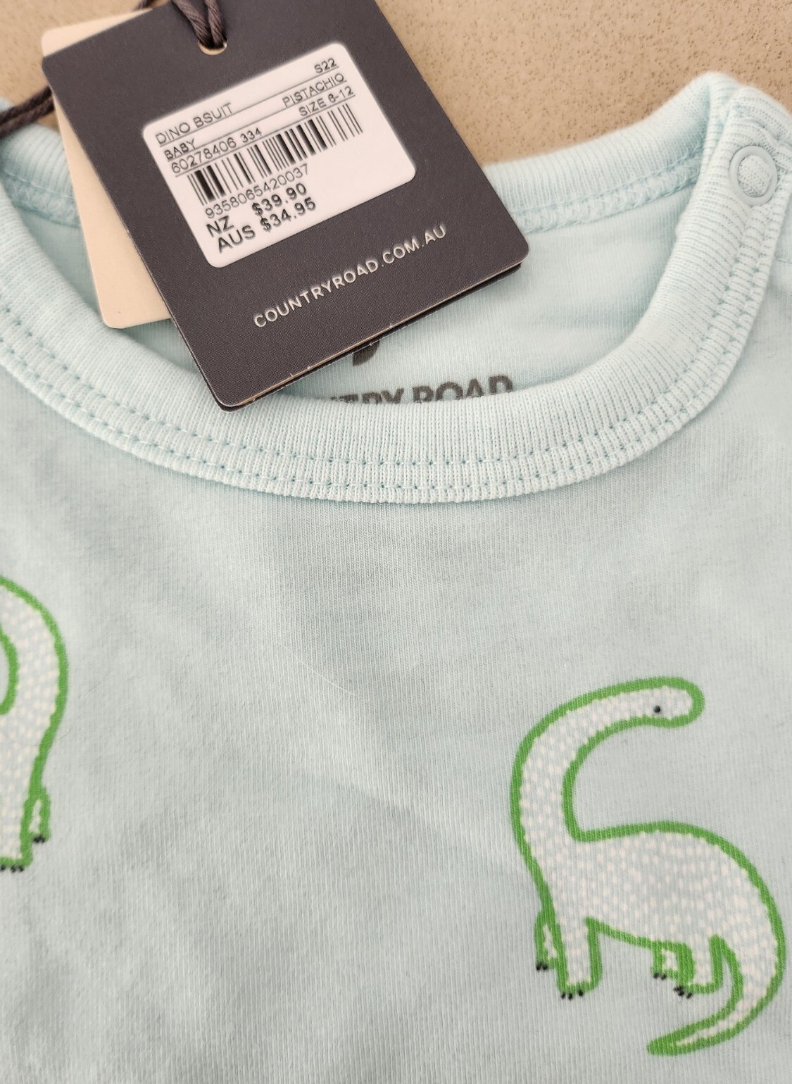 Country Road Baby ORGANIC Cotton Dino Bodysuit Size 6/12 Months NWT eBay