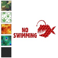 No Swimming Angler Fish, Vinyl Decal Sticker, 40 Patterns & 3 Sizes, #6352