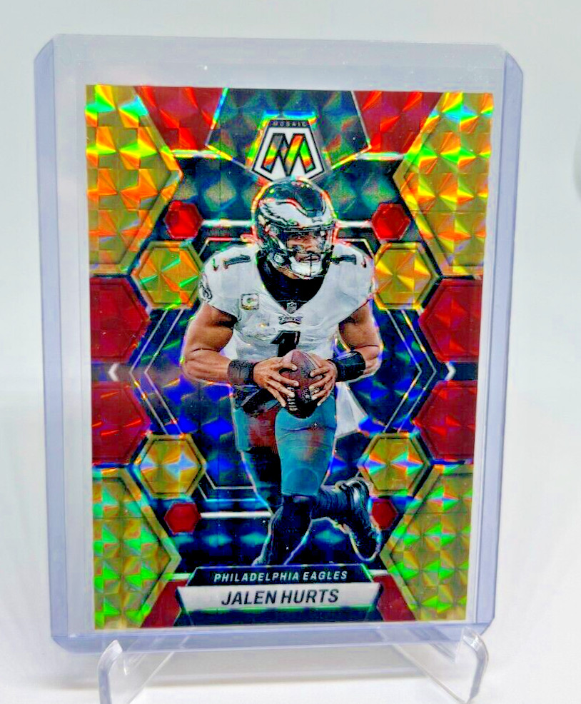 2023 Panini Mosaic JALEN HURTS Red & Yellow Fusion Prizm 57/80 #192