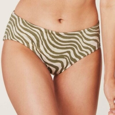 Andie Hipster Bikini Bottom Size XXXL Bias Stripe Olive Green NWT