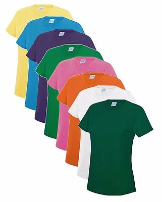 Mädchen Damen Atmungsaktiv Einfarbig Polyester Athletic SPORTS T-Shirt XS - 4XL - Bild 1 von 2