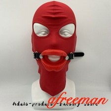 Unisex Hood Mask with Silicone Lips Open Mouth Gags Couples Flirt Restrain