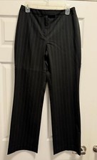 Style  Co Black Pinstripe Pants Sz 6 Workwear Classic Vinta