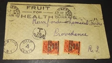 Postage Due cover - Johannesburg to Rumford Chemical Works Providence R.I.  1926