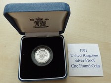 United Kingdom 1 Pound 1991 Northern Ireland Flax Plant Silver Proof + COA, Box