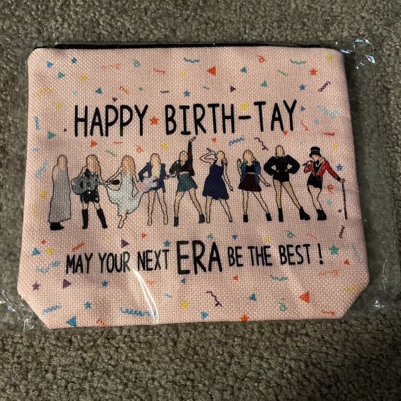 TAYLOR SWIFT HAPPY BIRTH-TAY MAY YOUR NEXT ERA BE THE BEST CANVAS COSMETIC BAG