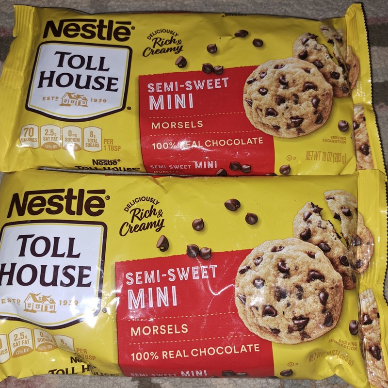 2) Nestle Toll House Chocolate Morsels Semi Sweet Mini Chips  12 Oz Per! 08/2026