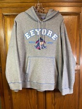 Vintage EEYORE Fleece Hoodie Pullover Hoodie Jacket Size L Gray Disney