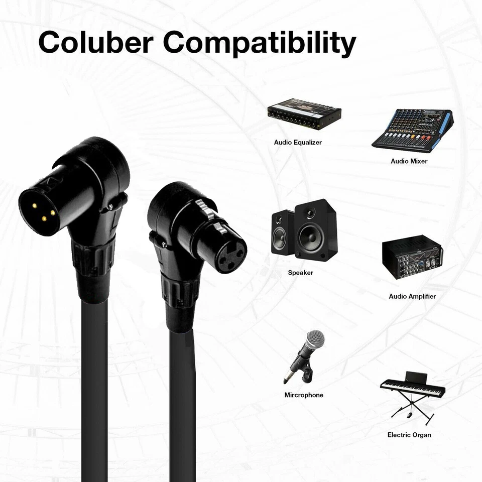 Right Angle 3-Pin XLR Male to RA Female Balanced Cable Custom Length, Color Cord - Image 3 of 4