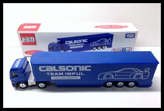 TOMICA TOYS R US CALSONIC TEAM IMPUL MOTOR SPORT TRANSPORTER TOMY