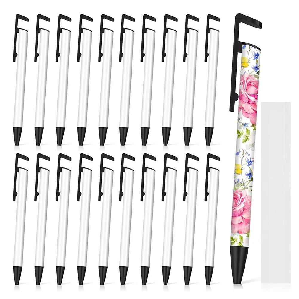 Sublimation Pens Blank Ballpoint Pen Shrink Wrap Clip Pen School