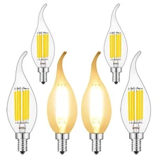 6/12 Pack Dimmable E12 LED Candle Light Bulbs Vintage Chandelier Candelabra Bulb