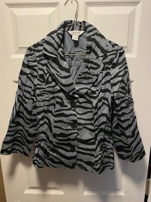 Allison Taylor Gray Zebra Stripe Jacket Top Size M