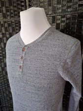 American Apparel Dexter Morgan Shirt Blue Henley Waffle Knit Medium Made In USA