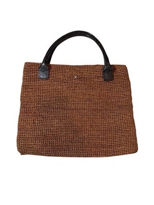 Helen Kaminski Raffia Tote Bag Woven Straw Leather Handles Resort