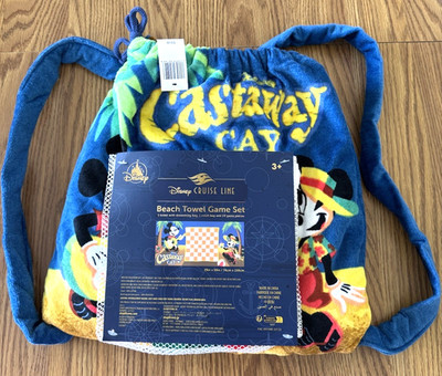 BEACH TOWEL Disney Cruise Line CastawayCay-CHECKERS Game Backpack Drawstring Bag