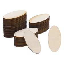 80x40mm Wood Pieces, 60 Pack Unfinished Oval Wood Shapes Wooden Cutouts