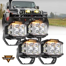 AUXBEAM 4" Side Shooter LED Cube Pods Offroad Driving DRL For Jeep Wrangler JK