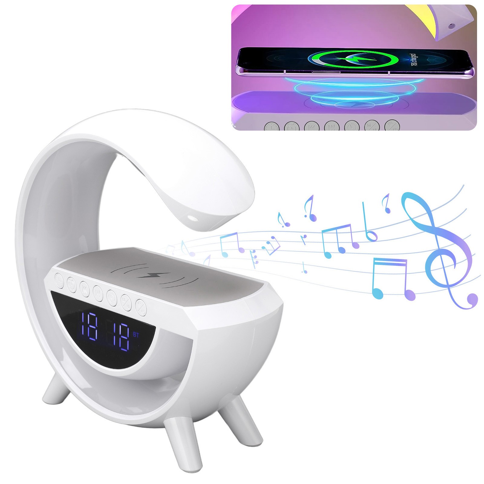Alarm Clock Bluetooth Speaker Rechargeable Versatile Wireless Clock Bluetooth