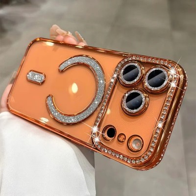 Luxury Glitter Magnetic Clear Case for iPhone 17/16/15/14 Pro Max Plus 7 color