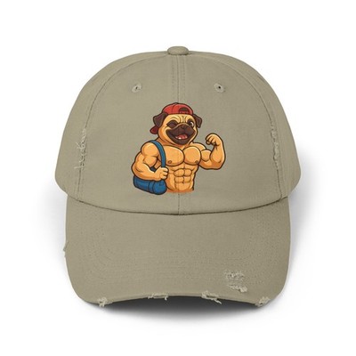 Unisex Distressed Hat Buff Pug Bodybuilding Champion