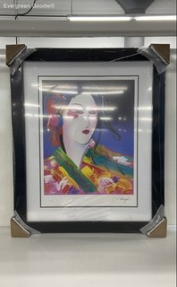 41x34 Inch Framed Signed Limited Print Of A Woman In Colorful Clothing