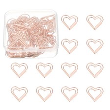 50 Pcs Heart Shape Paper Clip, Metal Paper Clip, Electroplating, Rose Gold