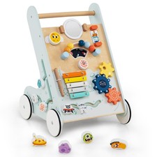 BABY JOY Wooden Baby Walker, Push and Pull Learning Activity Center, Montesso...